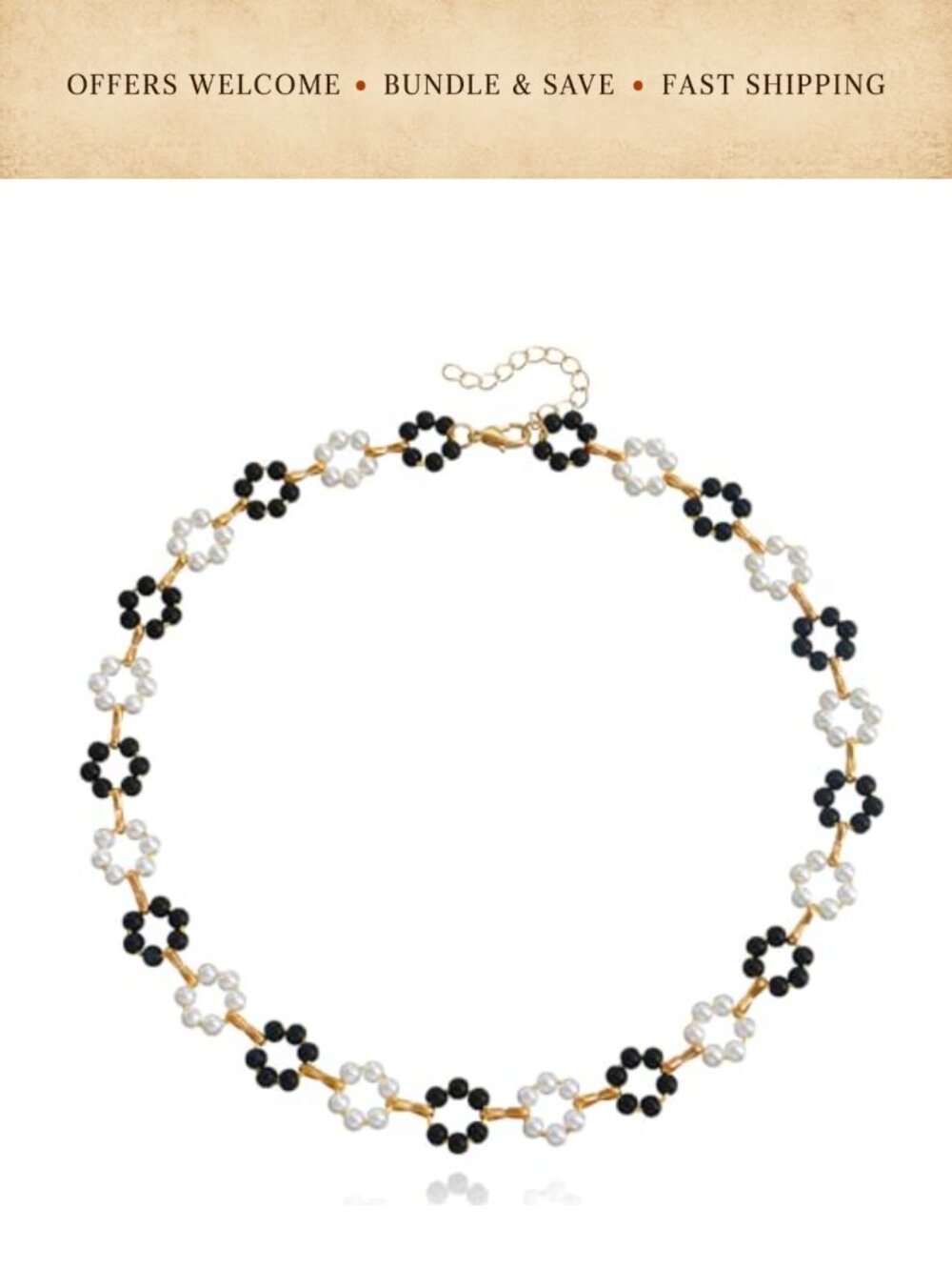 Stainless Steel Gold-Plated Floral Choker Necklace Adjustable Boho Dainty